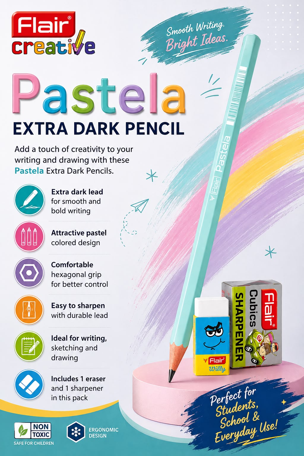 FLAIR CREATIVE PASTELA EXTRA DARK PENCIL