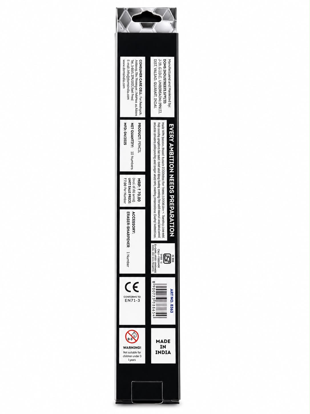 DOMS SUPER DARK 10 HB/2 GRAPHITE PENCILS KARBON ERASER TIPPED thumbnail 3