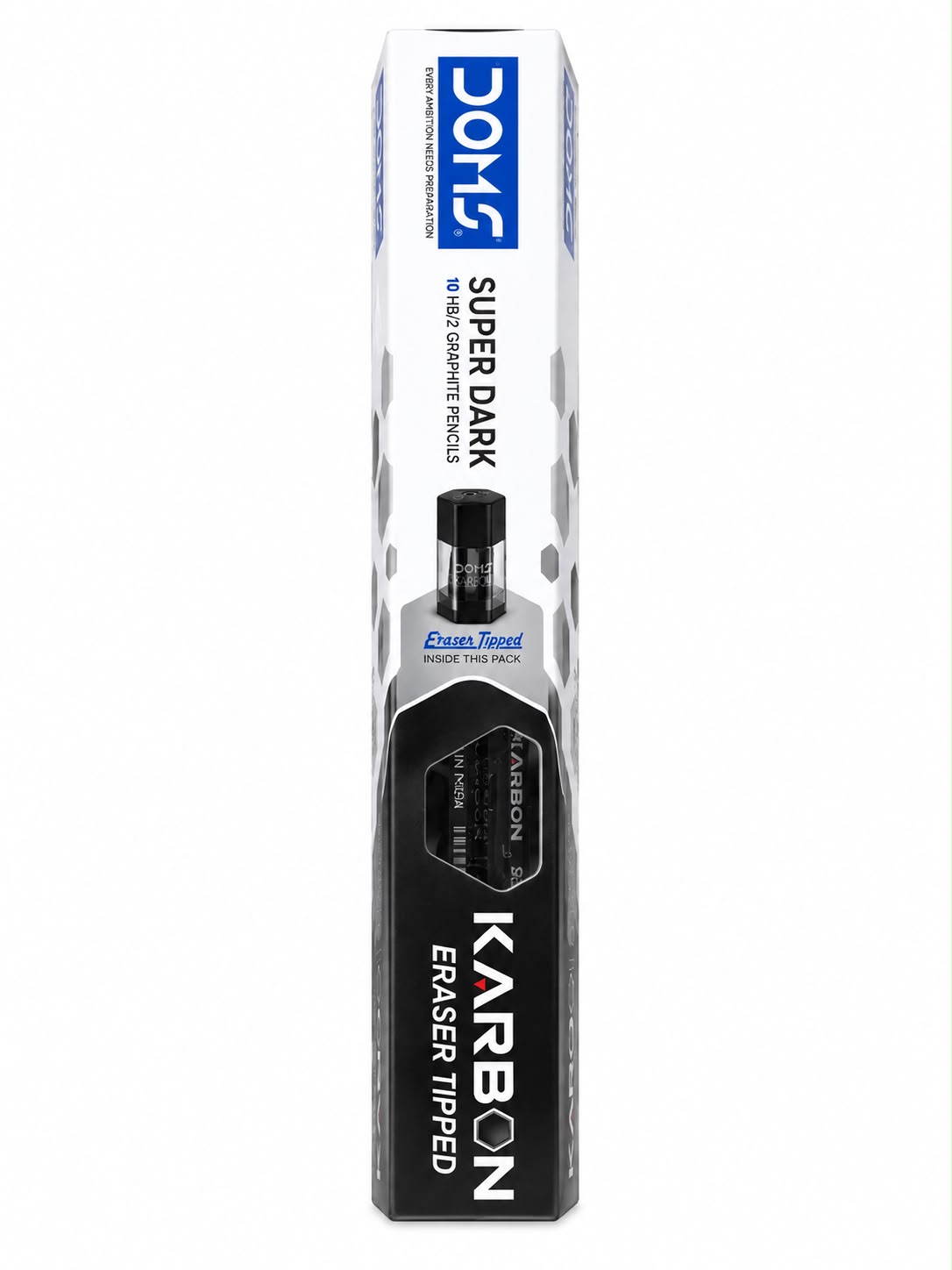 DOMS SUPER DARK 10 HB/2 GRAPHITE PENCILS KARBON ERASER TIPPED thumbnail 2