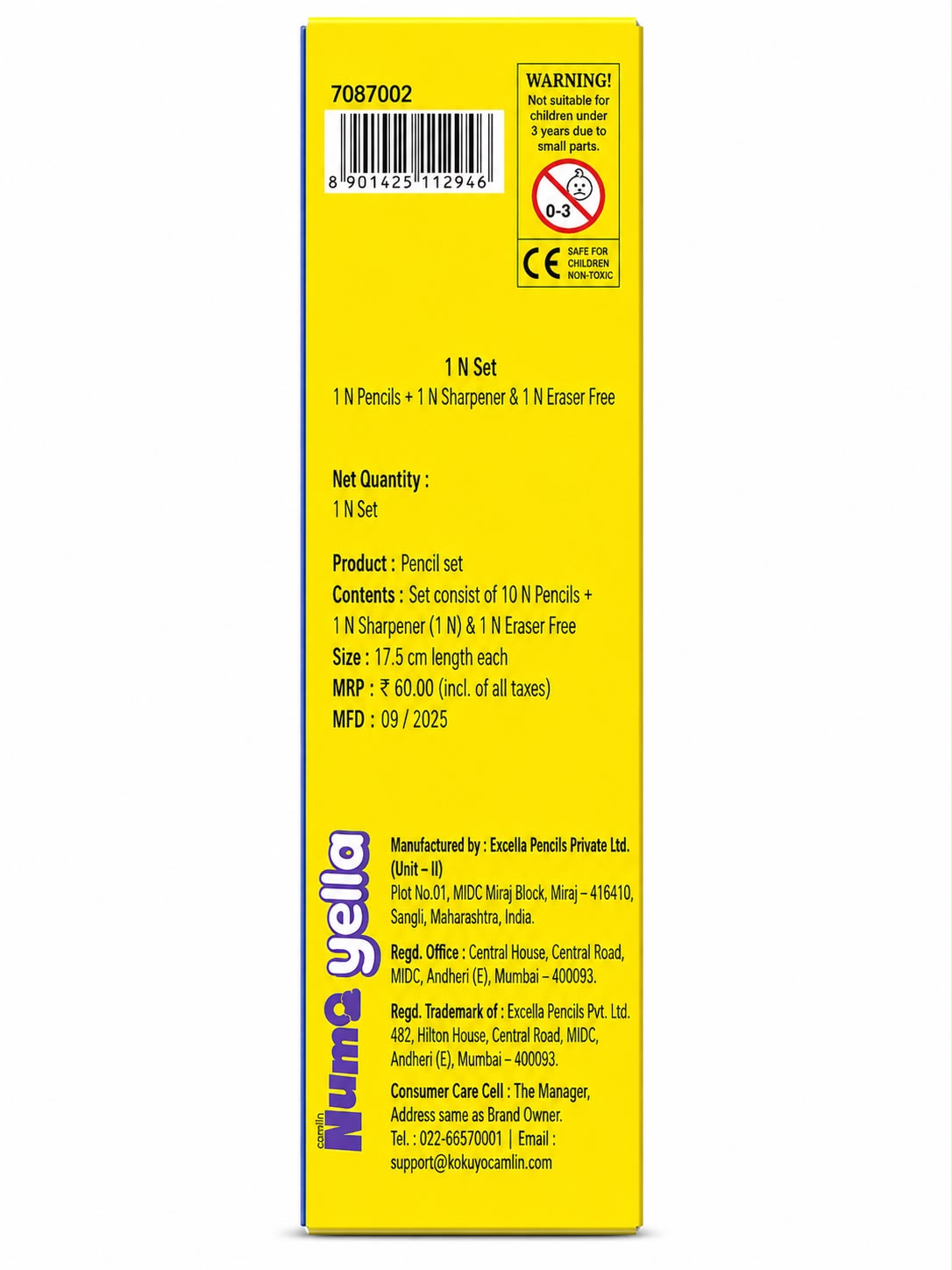 CAMLIN NUMO YELLA 10 HEXAGONAL GRIP PENCILS thumbnail 3