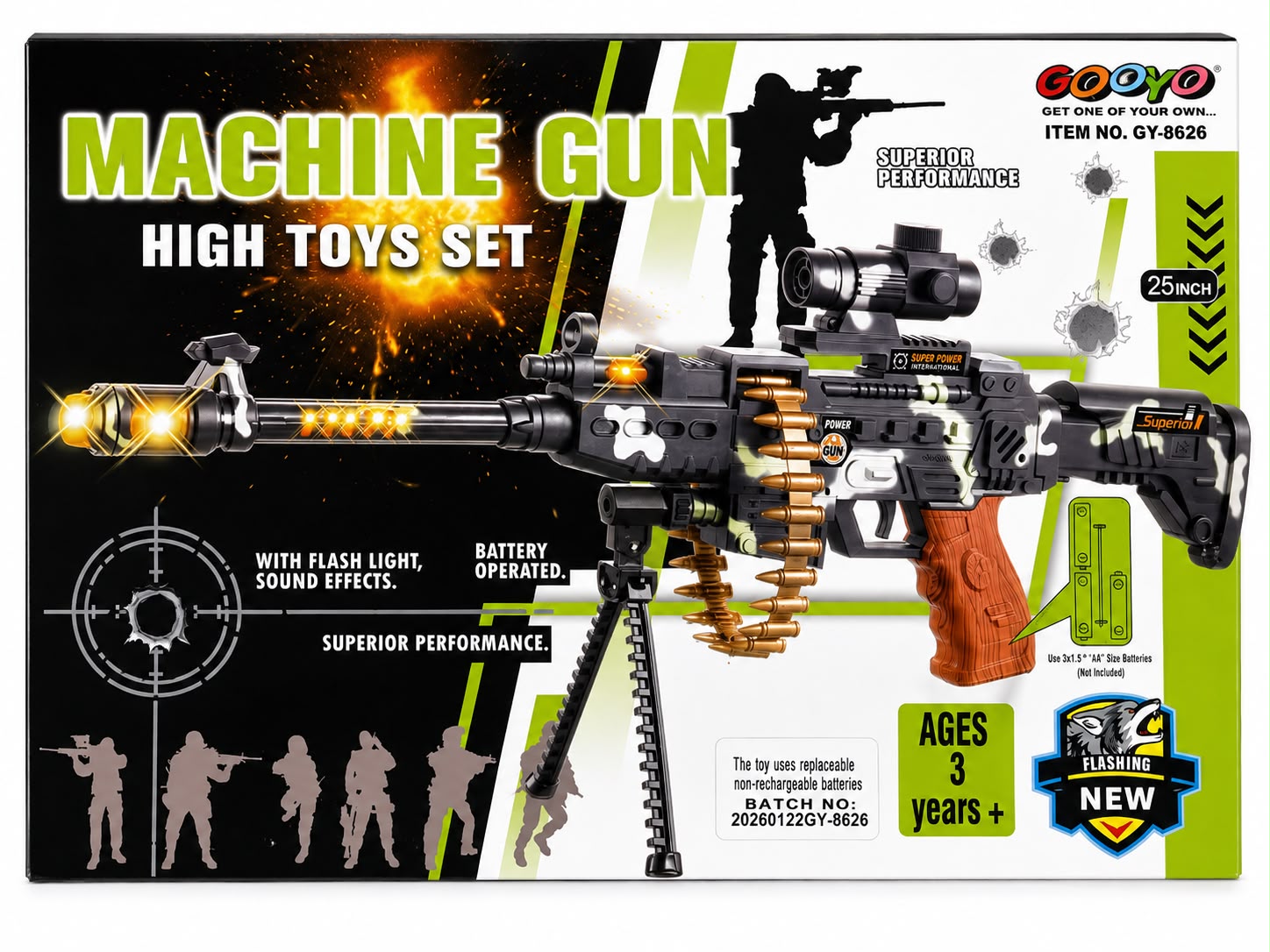 Machine Gun Toy Set with Flash Light & Sound Effects