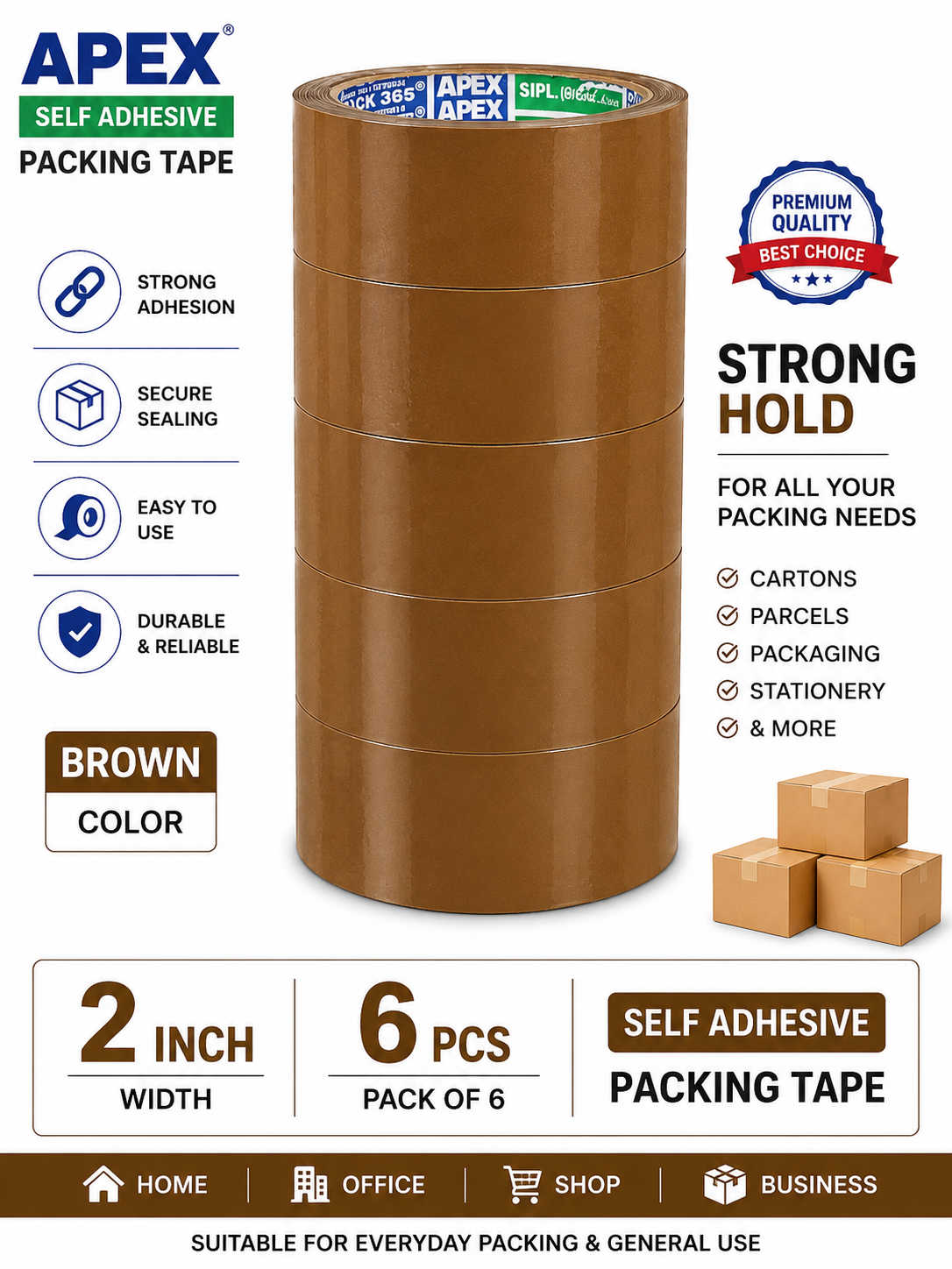 APEX Self Adhesive Packing Tape Brown